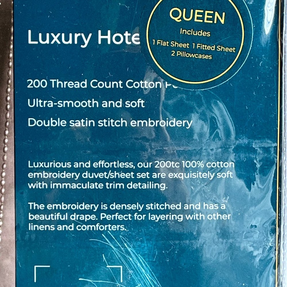 Mayfair HOTEL COLLECTION 100% Cotton QUEEN SIZE Sheet Set - double embroidered - Picture 4 of 5